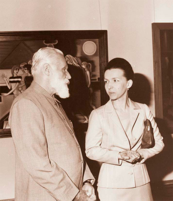 Святослав Николаевич Рерих и Людмила Живкова на выставке в Болгарии. София, 1978
