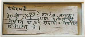 Письмо Учителя на санскрите, написанное на бересте.