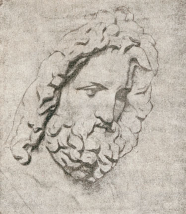 Н.К.Рерих. Голова Зевса. Академический рисунок с гипса. 1893