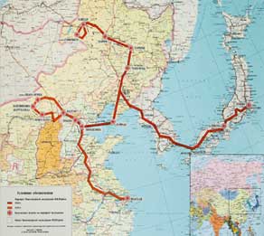 Карта маршрута Манчжурской экспедиции. 1934 - 1935