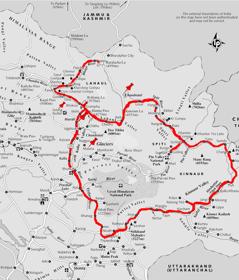 Рис. 10. Карта с маршрутом нашей поездки по пути экспедиции 1930 - 1931 годов