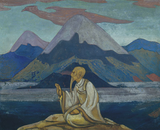 Картина С.Н.Рериха. Отшельник на фоне гор. 1920–1930-е