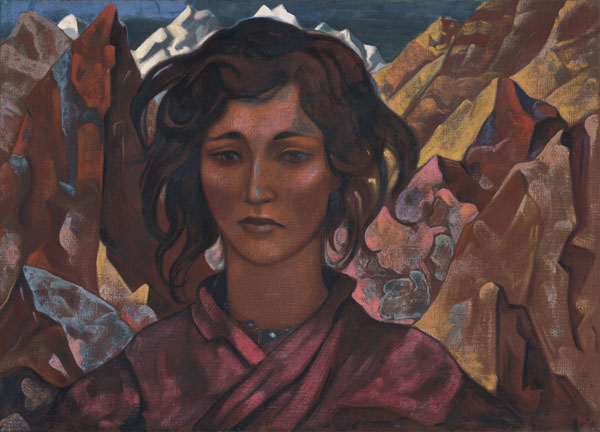 С.Н. Рерих. Портрет девушки на фоне пестрых скал. 1932