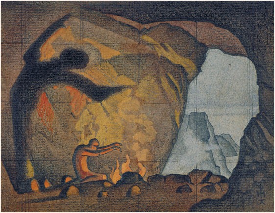 Н.К. Рерих. Заклинание огня. Эскиз картины. 1910-е
