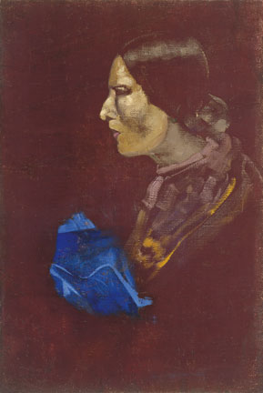 Картина С.Н.Рериха. Портрет женщины в профиль. (Не окончено.) 1920–1930-е