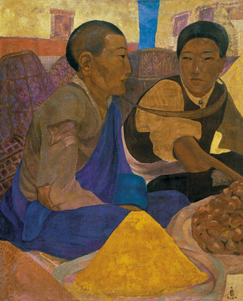 Картина С.Н.Рериха. Торговцы шафраном. 1924