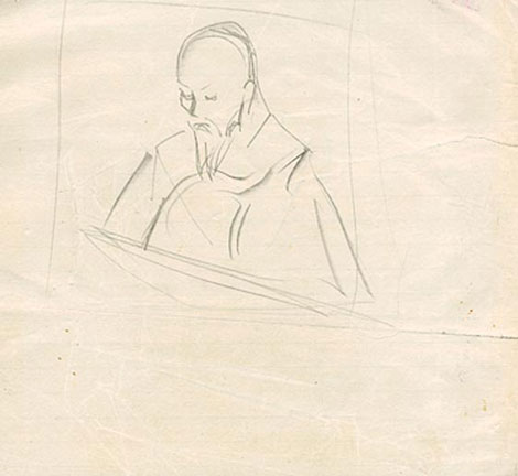 Портрет Н.К.Рериха. Набросок. 1928 (?)